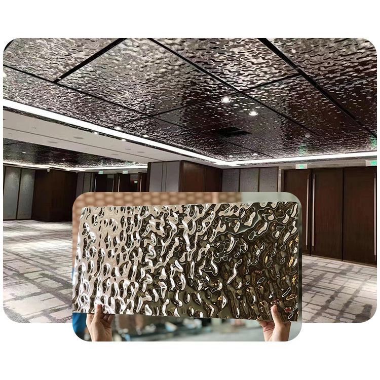 3D Mirror Cast Glass Ceiling Panel 5mm 8mm Hot Plating Kiln Cast Glass Eco-friendly Recycled Decorative Hot Melt Glass Ceiling