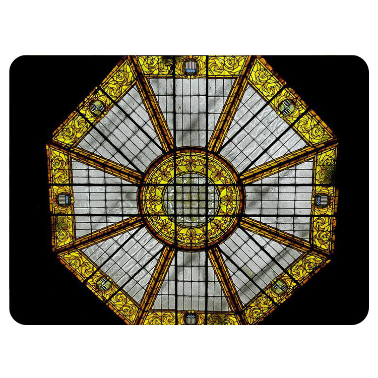 Stained Glass Octagon Dome Skylight Handmade Mosaic Stained Leaded Glass Dome Roof Window Daylighting Tiffany Stained Glass Dome