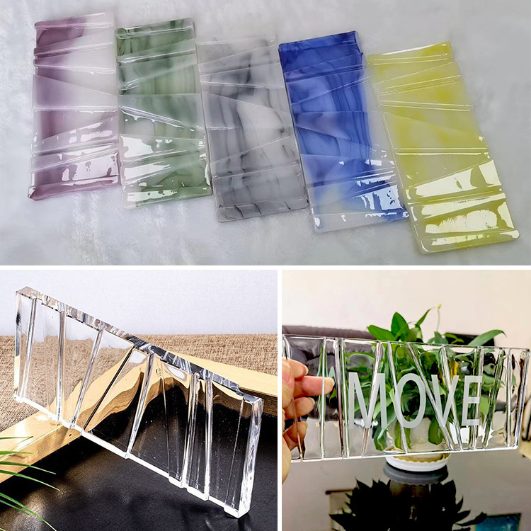 Air Crystal Clear Hanging Sheet Piece Thin Cast Hot Melt Fused Glass Bricks Blocks For Wall Interior Curtain Partition With Hole