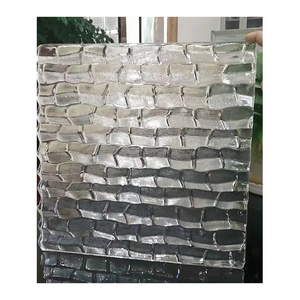 Bamboo Texture Square Glass Brick 300x300x20mm Dimensions Decorative Multicolored Glass Bricks Hanging Pieces For Partition Wall