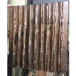 Bronze Kiln Formed Cast Glass Tinted Tempered Building Glass Panel Decorative Hot Melt Glass For Partition Wall or Table Top