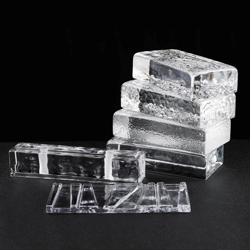 Good quality decorative hot fused extra clear solid glass brick block dimension