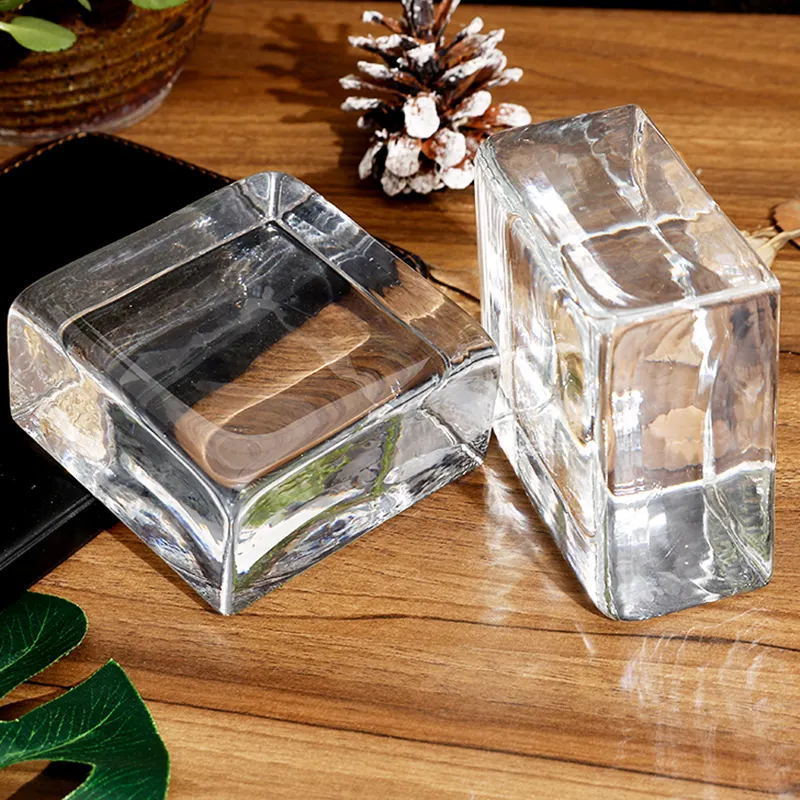 Good quality decorative hot fused extra clear solid glass brick block dimension