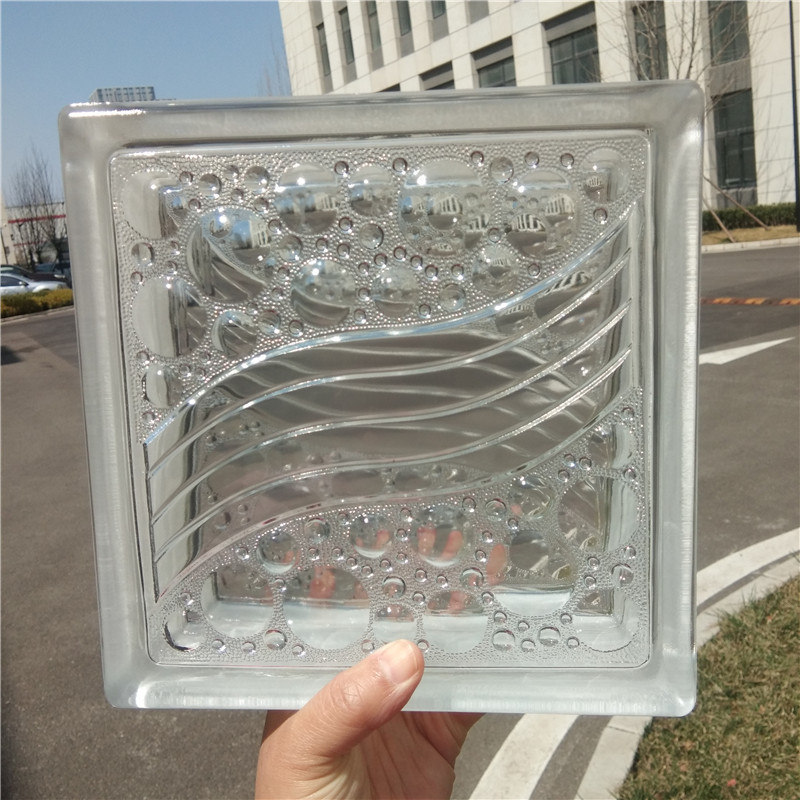 Beautiful pattern design building decoration square hollow glass block brick 190*190*80 dimensions