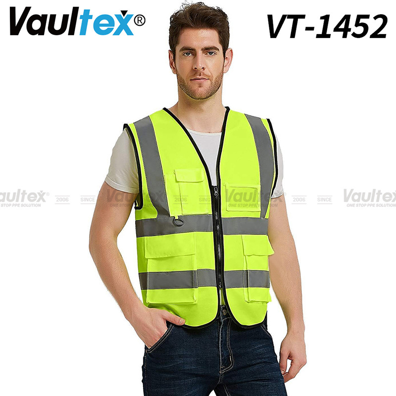 Vaultex Custom Logo High Visibility Strip Reflective Safety Clothing Construction Jacket, Hi Vis Work Security Safety Vest