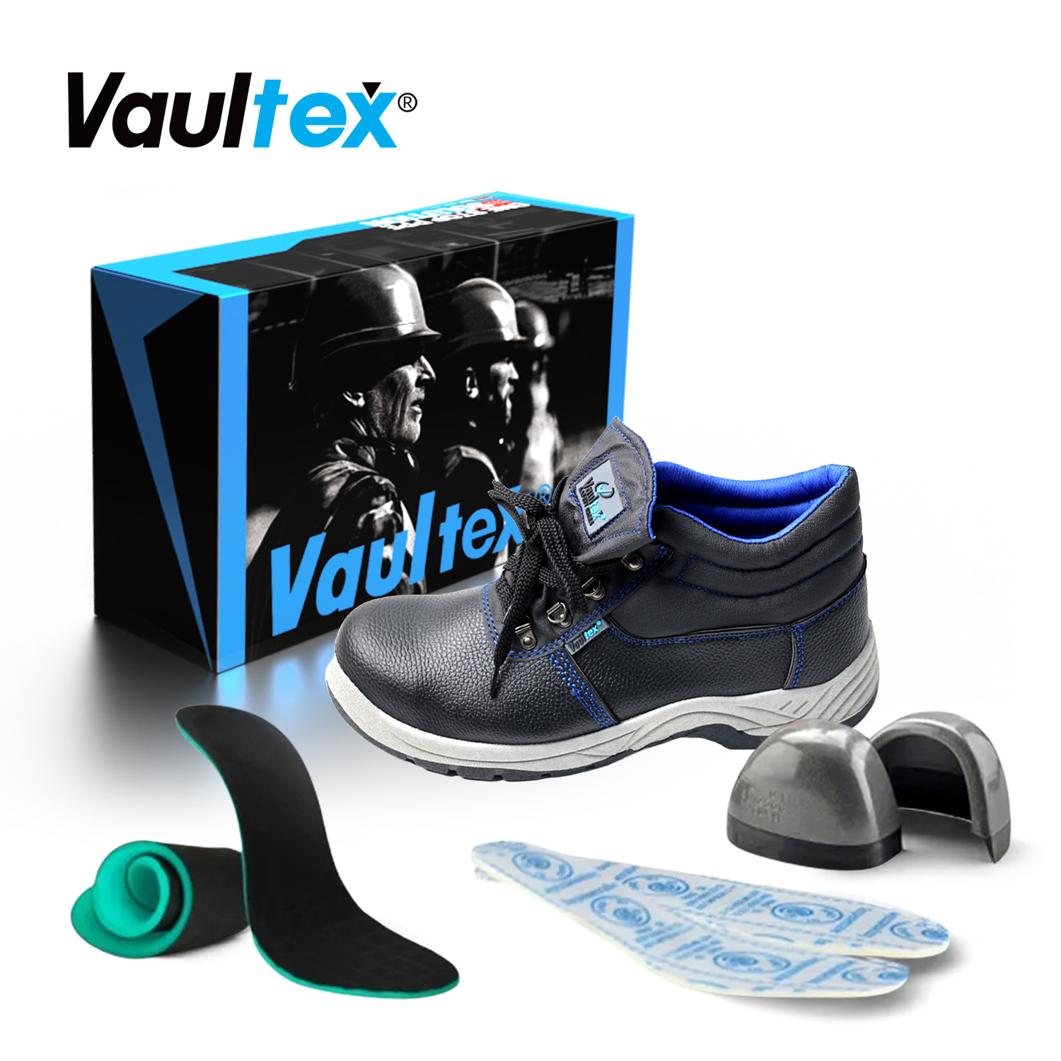 Vaultex Brand In Stock SBP Steel Toe Anti Slip Safety Boots Anti Puncture PU Leather Construction Work Safety Shoes For Men