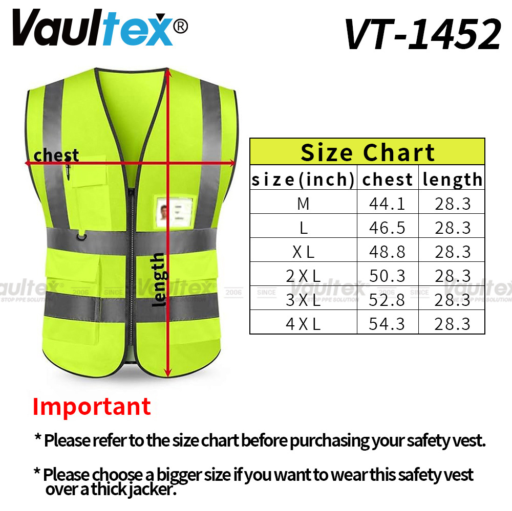 Vaultex New High Visibility Security Construction Work Safety Signal Reflective Vest For Unisex