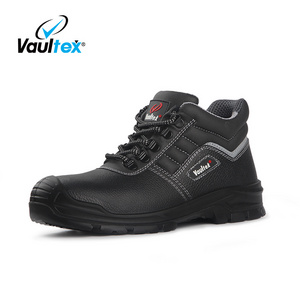 Vaultex Pu Soles Cow Leather Work Shoes Anti Puncture Black Working Boots Industrial Steel Toe Cap Safety Shoes for Men