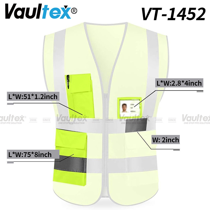 Vaultex Custom Logo High Visibility Strip Reflective Safety Clothing Construction Jacket, Hi Vis Work Security Safety Vest