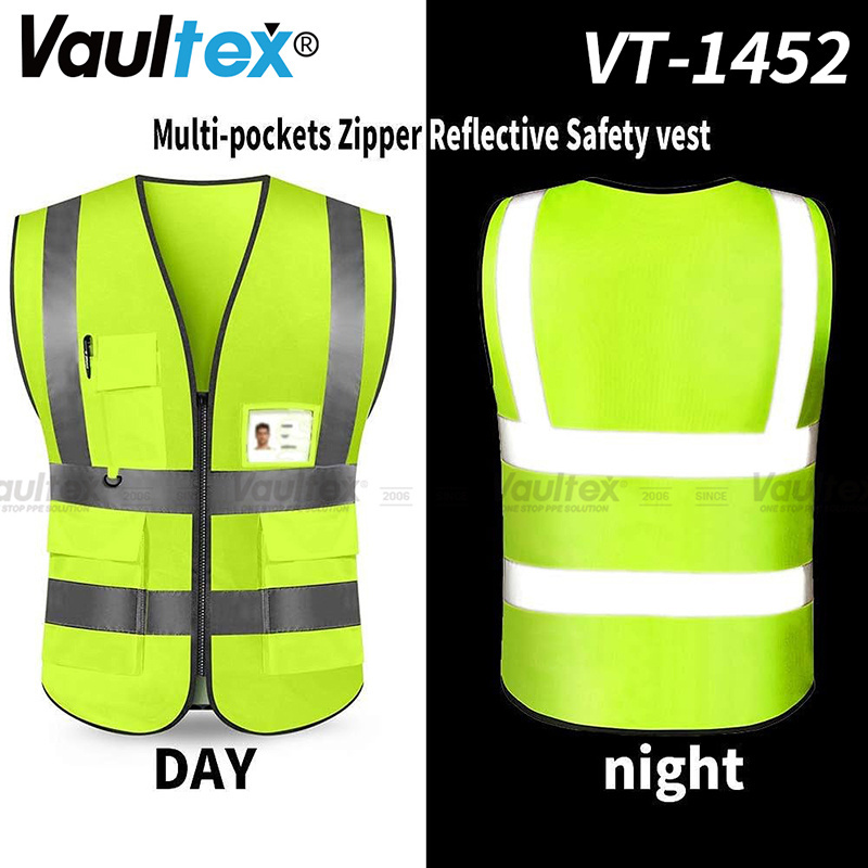 Vaultex Custom Logo High Visibility Strip Reflective Safety Clothing Construction Jacket, Hi Vis Work Security Safety Vest