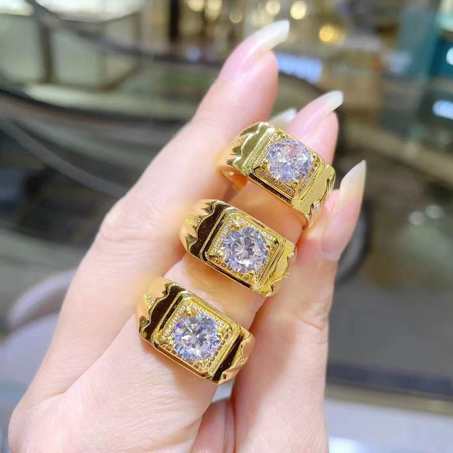 WITH MOLD INSIDE Luxury Fashion Au750 Pure Real 18K Gold Fine Jewelry Zircon Rings Women Men  Ring Jewellery