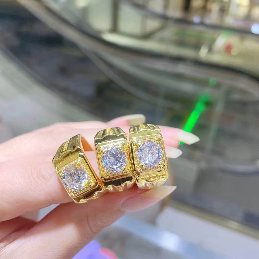 WITH MOLD INSIDE Luxury Fashion Au750 Pure Real 18K Gold Fine Jewelry Zircon Rings Women Men  Ring Jewellery