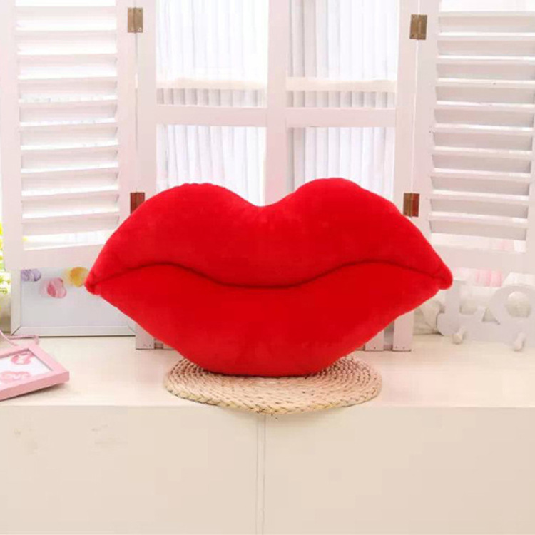 Sexy Biting Lips Throw Pillow Cushion Cover for Sofa Couch Bedroom Valentine's Day Gift Velvet Lip Shape Cushion Decorative