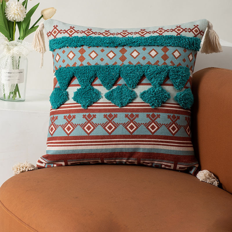 Bohemian Tufted Cotton Linen Throw Pillow Case High Quality Embroidered Moroccan Style Tassel Sofa Cushion Covers