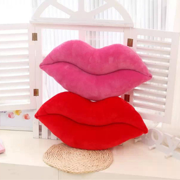 Sexy Biting Lips Throw Pillow Cushion Cover for Sofa Couch Bedroom Valentine's Day Gift Velvet Lip Shape Cushion Decorative