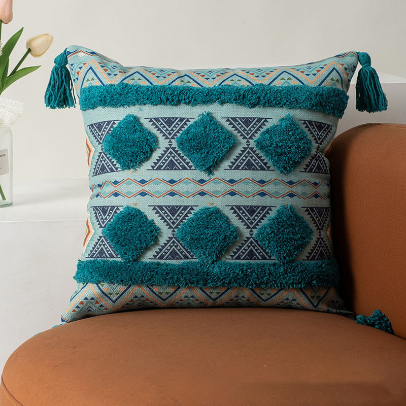 Bohemian Tufted Cotton Linen Throw Pillow Case High Quality Embroidered Moroccan Style Tassel Sofa Cushion Covers