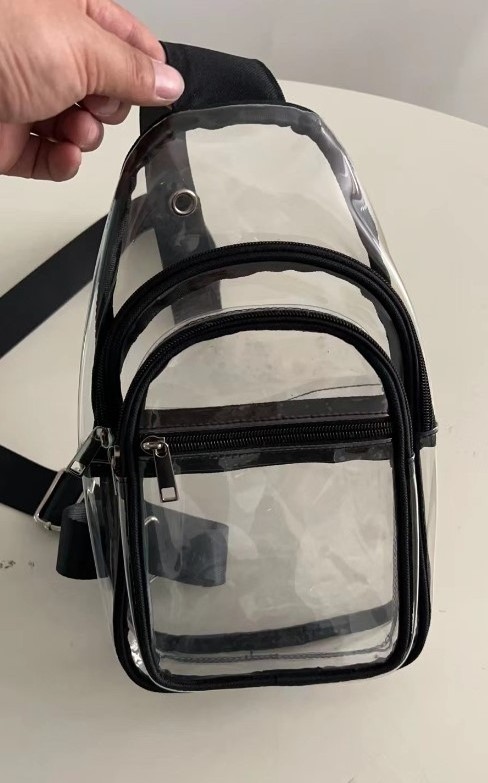 Clear PVC Sling Bag With Front Pocket Stadium Approved Small PVC Crossbody Backpack Transparent Chest Bag