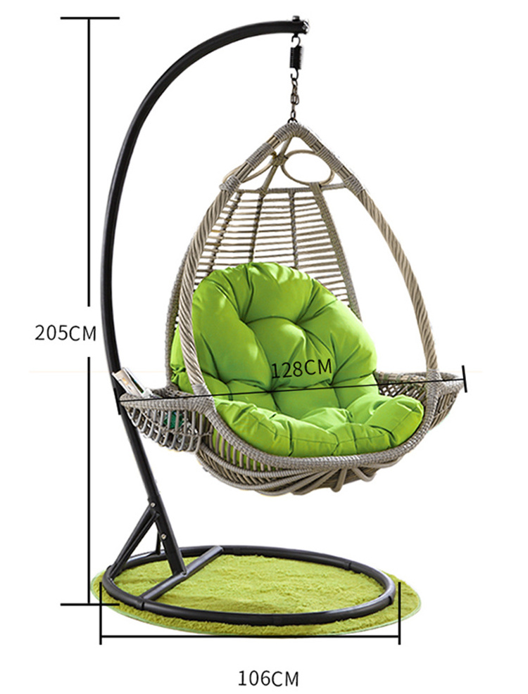 Birds nest shaped rattan swing balcony single seat outdoor hanging chair