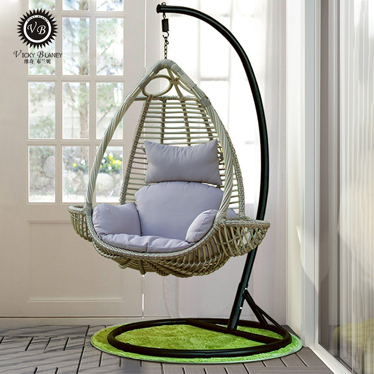 Birds nest shaped rattan swing balcony single seat outdoor hanging chair