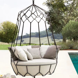 Wholesale Basket Steel Wicker Rattan Swing Seat Furniture Outdoor Patio Swing Chairs Hanging Garden Swing Egg Chairs