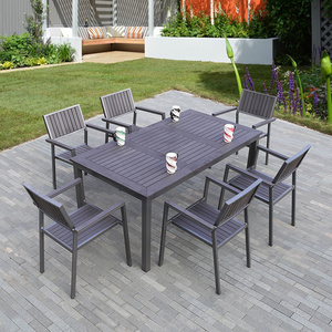 Outdoor Garden Furniture Sets Waterproof Aluminum Dining Patio Garden Plastic Wooden Outdoor Furniture Set