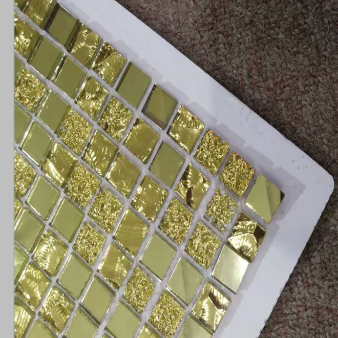 4mm gold mirror crystal mosaic glass tile