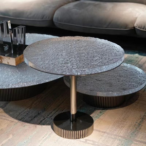 Italian luxury designer acrylic coffee table art glass crystal ice cube wave coffee table for living room