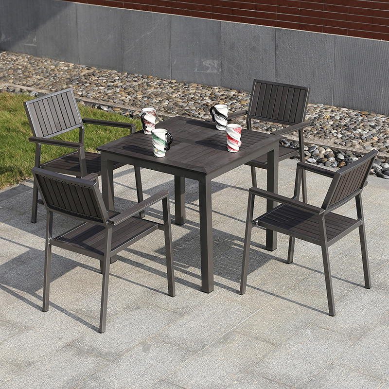 Outdoor Garden Furniture Sets Waterproof Aluminum Dining Patio Garden Plastic Wooden Outdoor Furniture Set