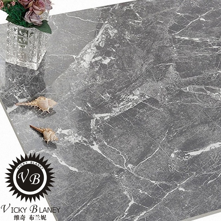 glazed marble polished surface glossy light grey ceramic porcelain vitrified floor tile