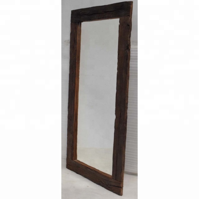 Old Sleeper Rough Wood Reclaimed Recycled Classic European Antique Color Wall Hanging  Mirror Frame