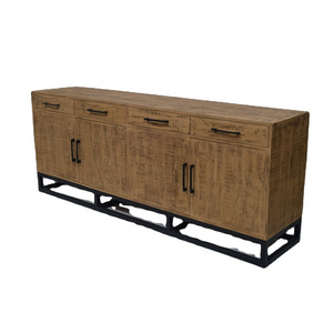 Industrial Style Solid Mango Wood New Finish 3 Door Iron Stand Home Living Room Dining Workshop Office Villa Sideboard