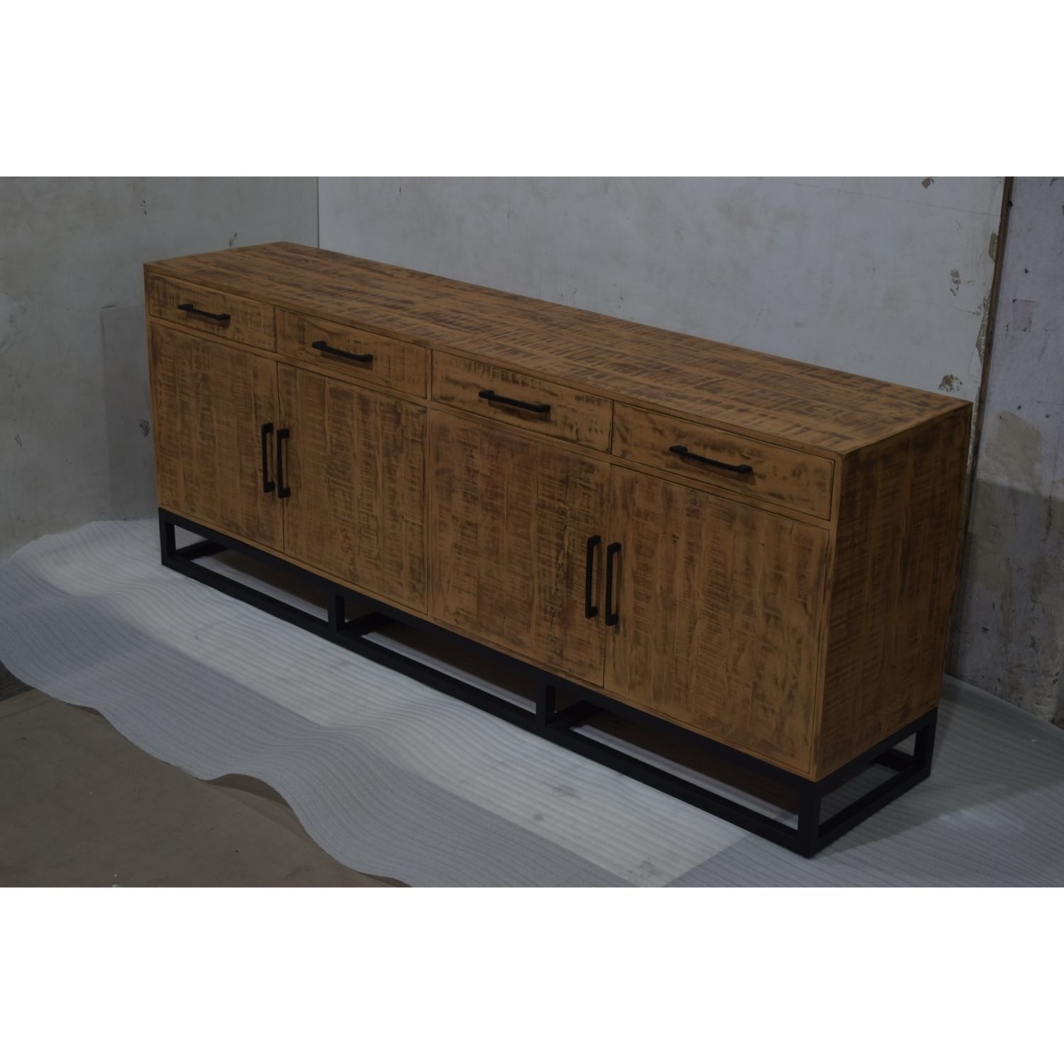 Industrial Style Solid Mango Wood New Finish 3 Door Iron Stand Home Living Room Dining Workshop Office Villa Sideboard