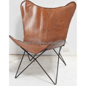 Urban Modern Living Industrial Style Leather Iron Tube Folding Leisure  Relaxing Safari Camping Butterfly Chair