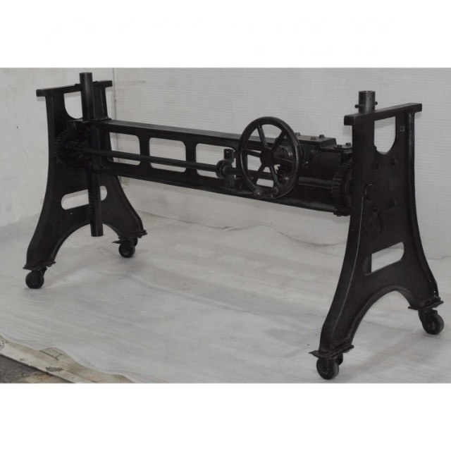 Industrial Vintage Style American Cast Iron Hand Adjustable Lifting Crank Cafe Restaurant Banquet Wedding  Dining Table