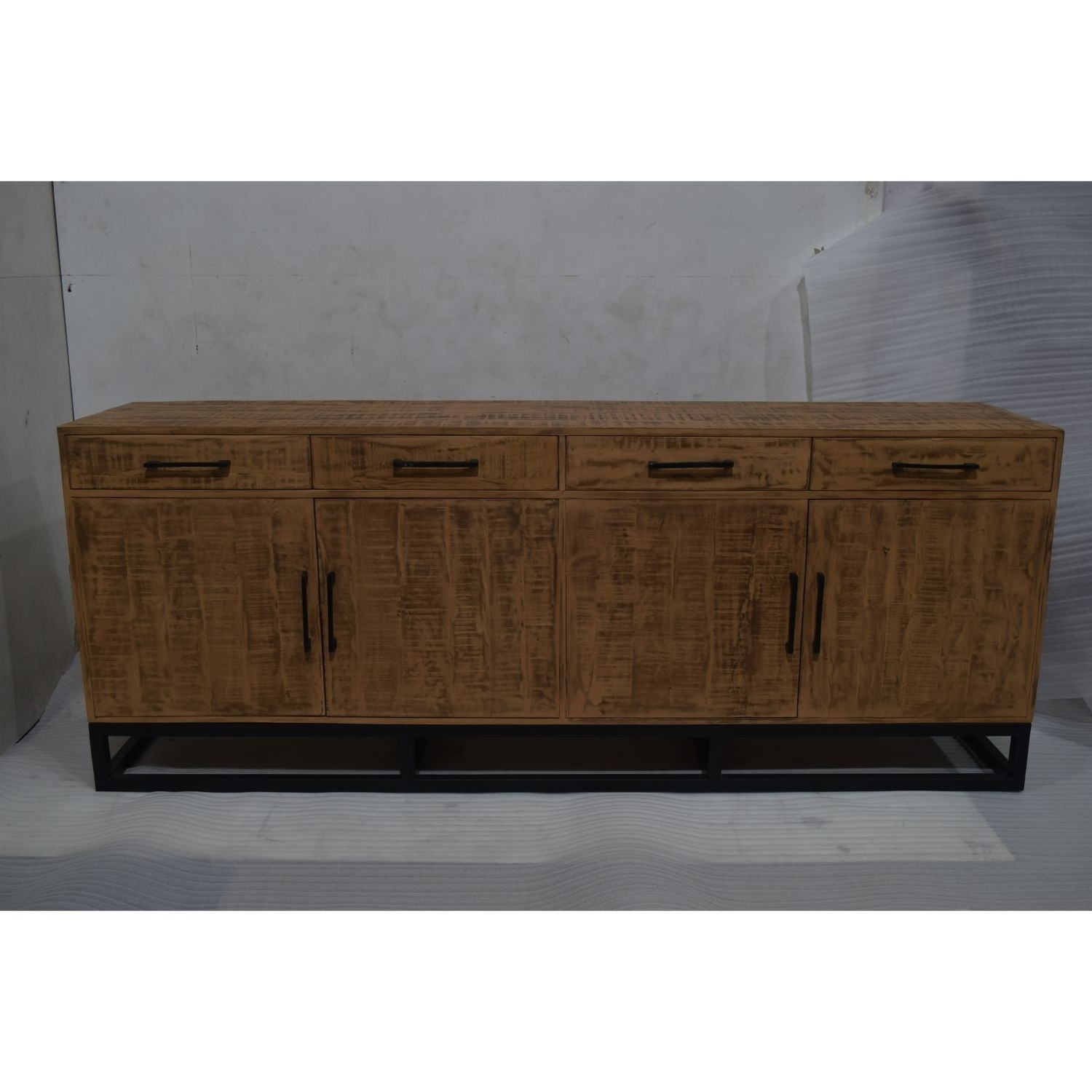 Industrial Style Solid Mango Wood New Finish 3 Door Iron Stand Home Living Room Dining Workshop Office Villa Sideboard