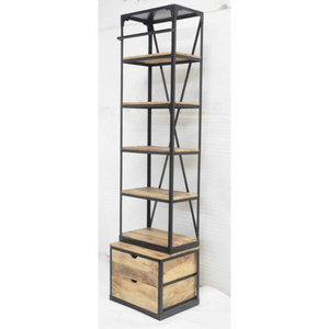 Vintage Industrial Antique American Style Iron Wooden  Tall Library Home Collage School  Ladder Book Case Bookshelf