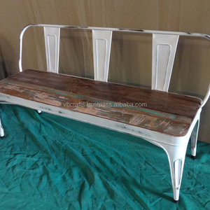 Vintage Industrial Metal Reclaimed Wood Seat Cafe Hotel Restaurant  Outdoor Indoor Dining Bench