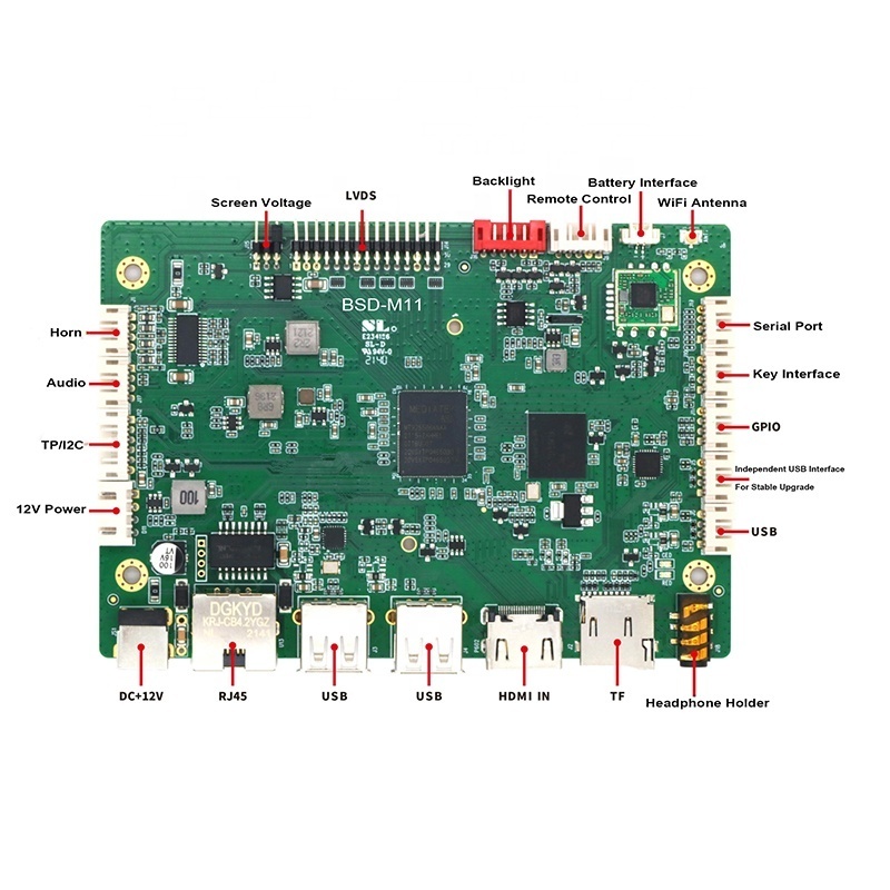 Assembly Green Customized Main Board Kit PCBA MT9255 LVDS DDR-1G EMMC-8G Smart Android Motherboard PCB Assembly Manufacturer