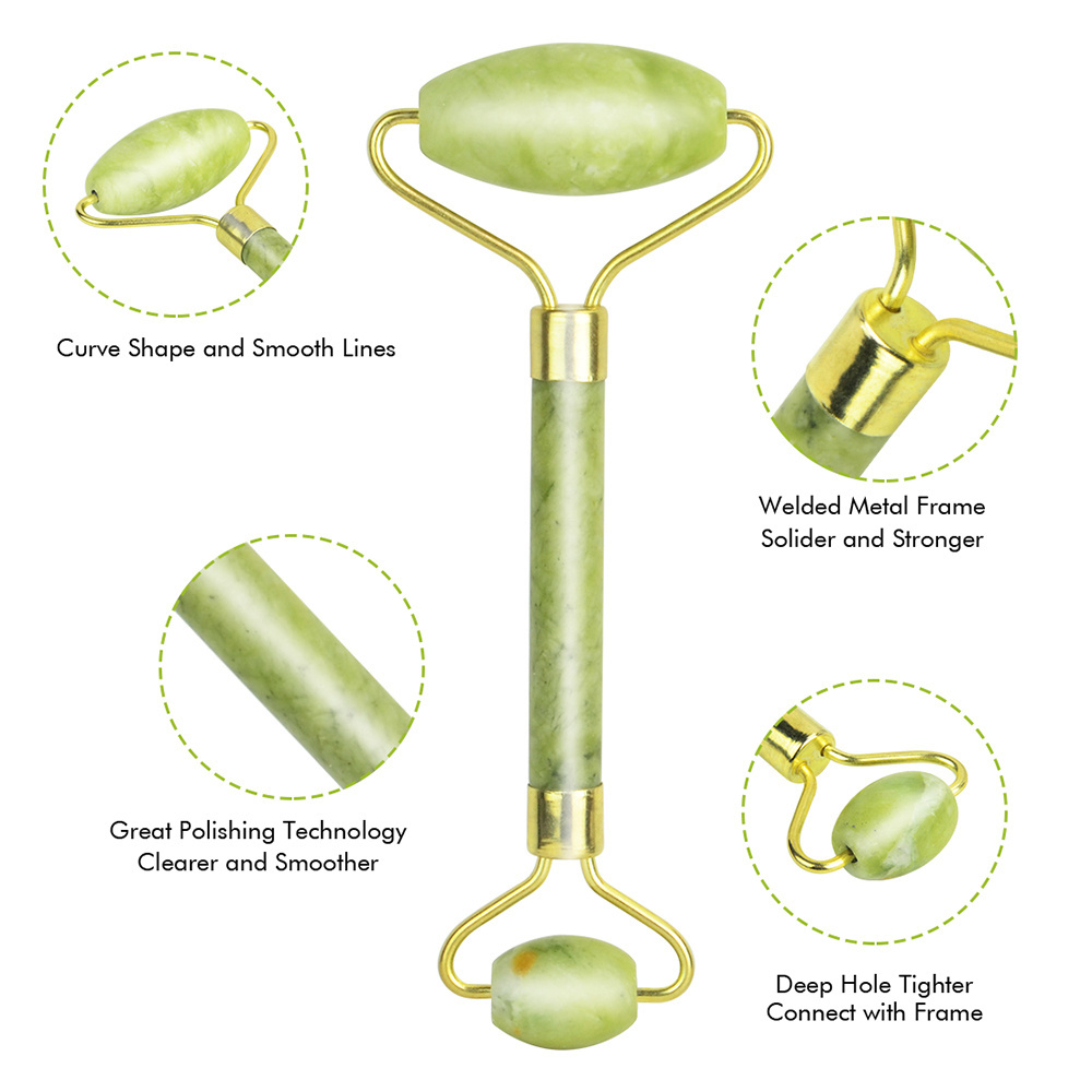 Best Quality Handheld Natural Green Jade Roller Beauty Facial Stones Massage Rose Jade Roller for Face