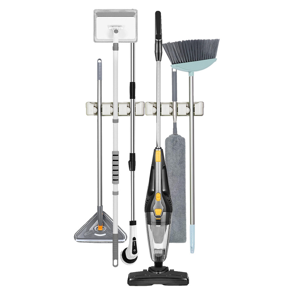 3 Ball Slots Broom Holder Freestanding Shelf for Organizing Brooms and Other Items Mop And Broom Storage Tool Rack Organizer