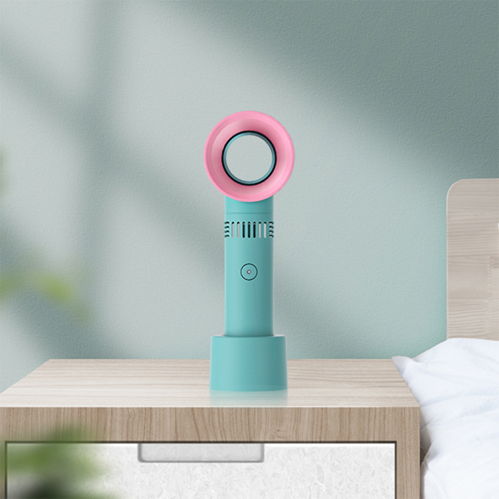 Mini Bladeless USB Handheld Fan Rechargeable Portable Mini Fan with Detachable Holder for Travel and Home Use