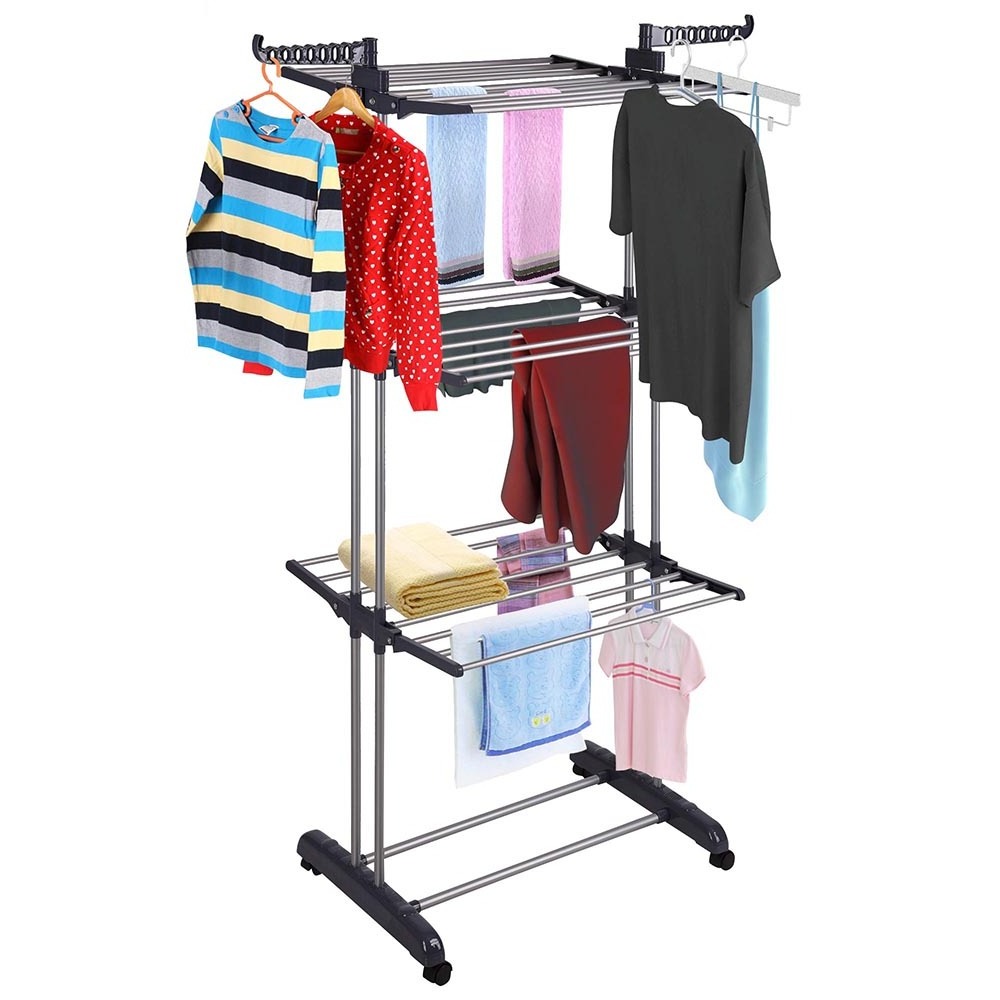 Portable Folding Stainless Steel Clothing Garment Cloth Coat Clothes Drying Rack