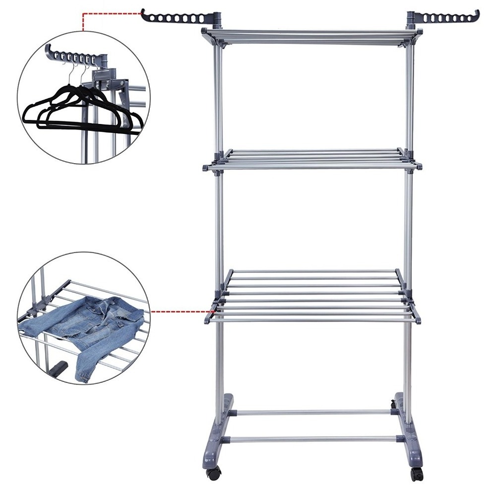 Portable Folding Stainless Steel Clothing Garment Cloth Coat Clothes Drying Rack