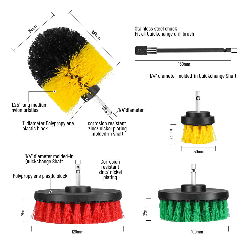 25 PCS Multifunctional Drill Powered Extended Long Attachment Set Car Detailing Brushes Car Wash Brushes Cleaning Kit