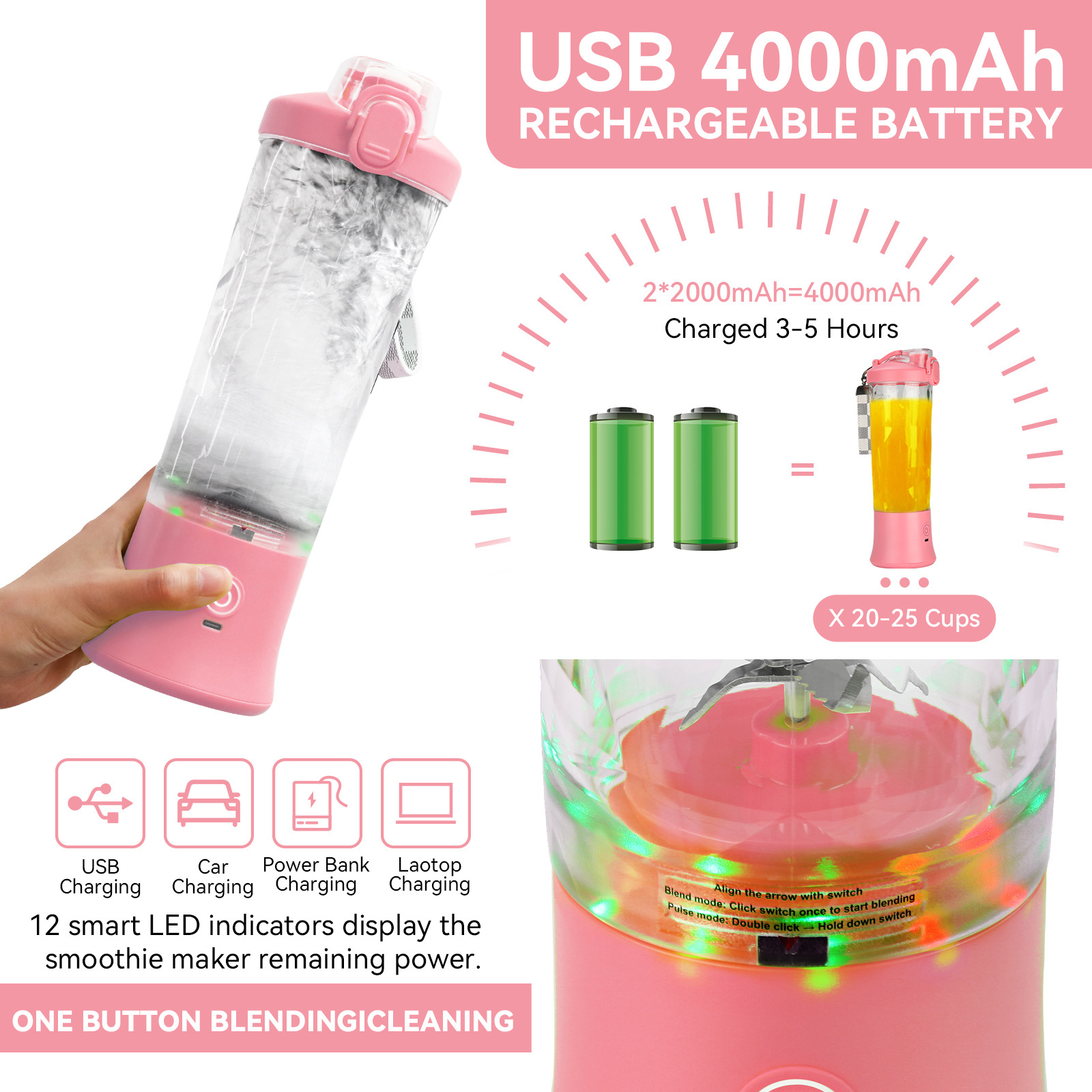 Multifunctional Mini Electric Coconut Ice Blender Plastic Tomato Juicer Portable Juicer with Logo Portable Citrus Juicer