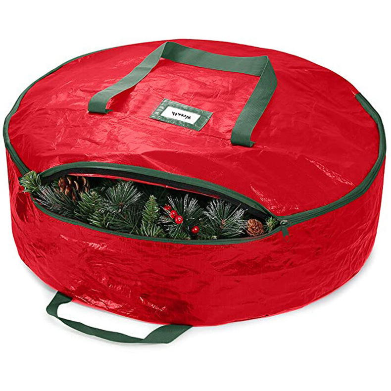 Wholesale Waterproof Foldable Christmas Tree Wreath ornament Storage Bag Xmas Decorations Storage Zippered Cover Bag