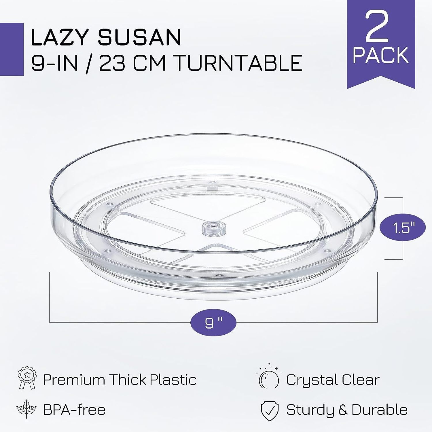 Clear PET Lazy Susan Organizer with Removable Dividers Kitchen 360 Multifunction Rotation Spinning Turntable Spice Rack Storage