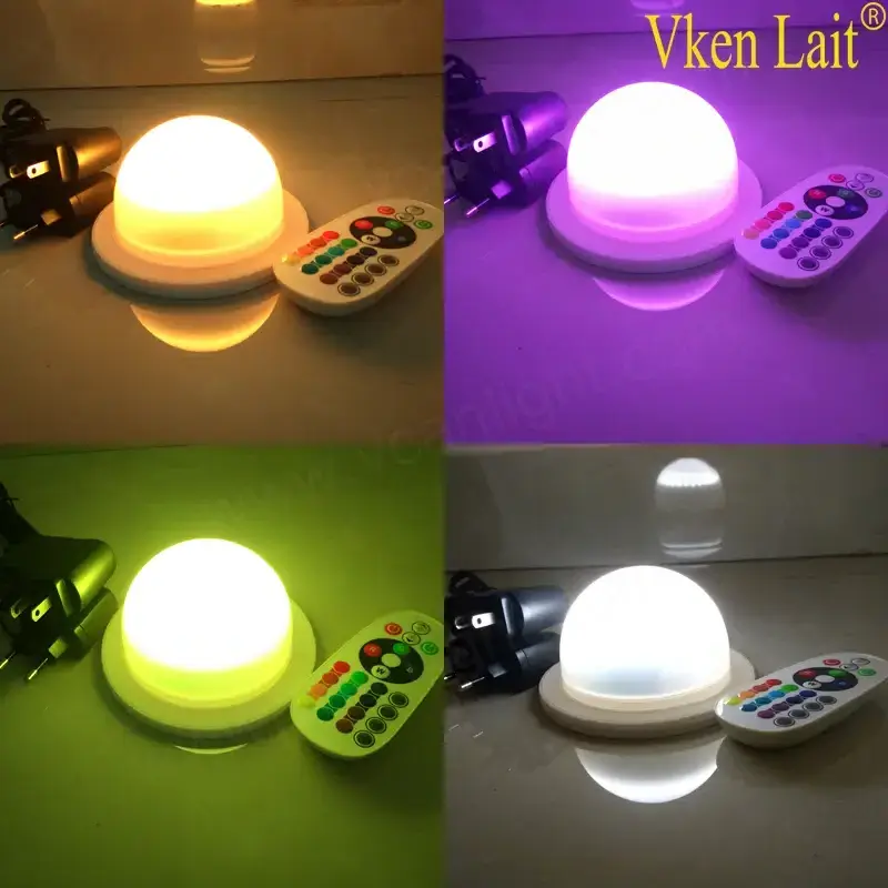 Colours Changing Waterproof Plastic Led Night Small Light Bulbs Round Base Under Table light for Wedding Party