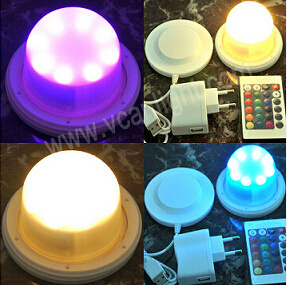 Round Multi Colors Spot RGB Lithium battery Recharging power working Led Light bulb