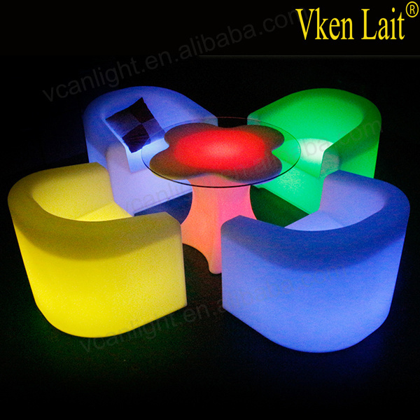 Colorful party nightclub outdoor furniture led sofa glowing led chairs and tables single sofas set